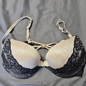 La Senza Lace Trimmed Bra in Black and Tan